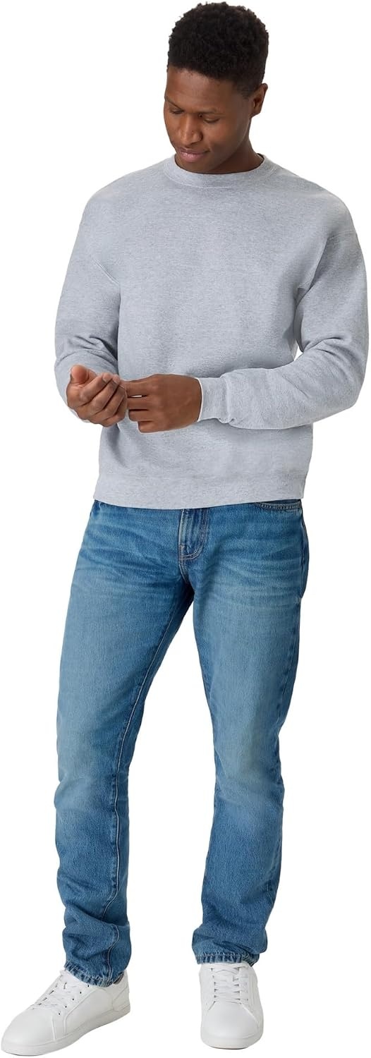 image:imageHanes Mens Sweatshirt EcoSmart Fleece Crewneck Sweatshirt Big amp Tall Available 1 or 2PackLight Steel