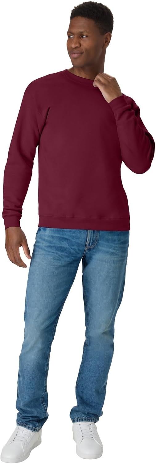 image:imageHanes Mens Sweatshirt EcoSmart Fleece Crewneck Sweatshirt Big amp Tall Available 1 or 2PackMaroon