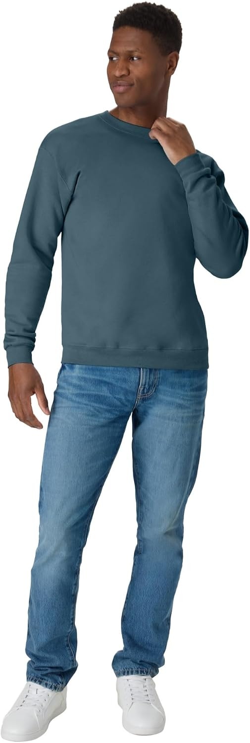 image:imageHanes Mens Sweatshirt EcoSmart Fleece Crewneck Sweatshirt Big amp Tall Available 1 or 2PackMetallic Teal