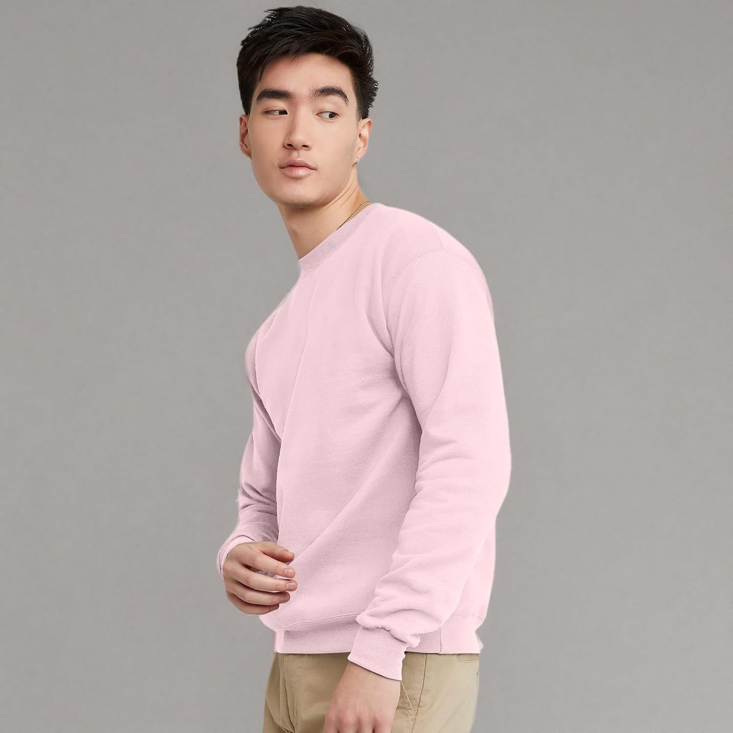 image:imageHanes Mens Sweatshirt EcoSmart Fleece Crewneck Sweatshirt Big amp Tall Available 1 or 2PackPale Pink