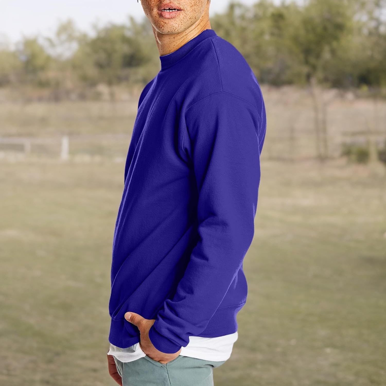 image:imageHanes Mens Sweatshirt EcoSmart Fleece Crewneck Sweatshirt Big amp Tall Available 1 or 2PackPurple 1 Pack