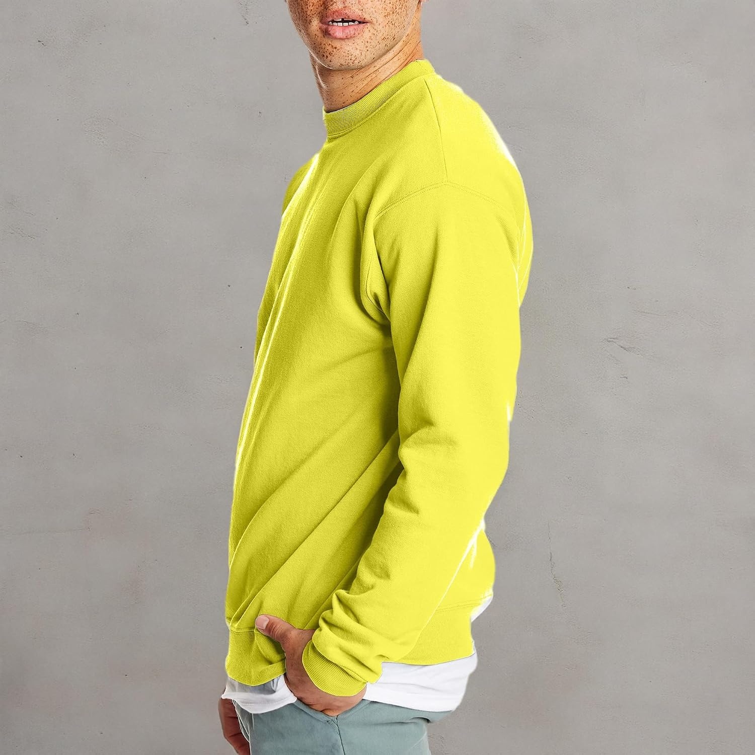 image:imageHanes Mens Sweatshirt EcoSmart Fleece Crewneck Sweatshirt Big amp Tall Available 1 or 2PackSafety Green 1 Pack