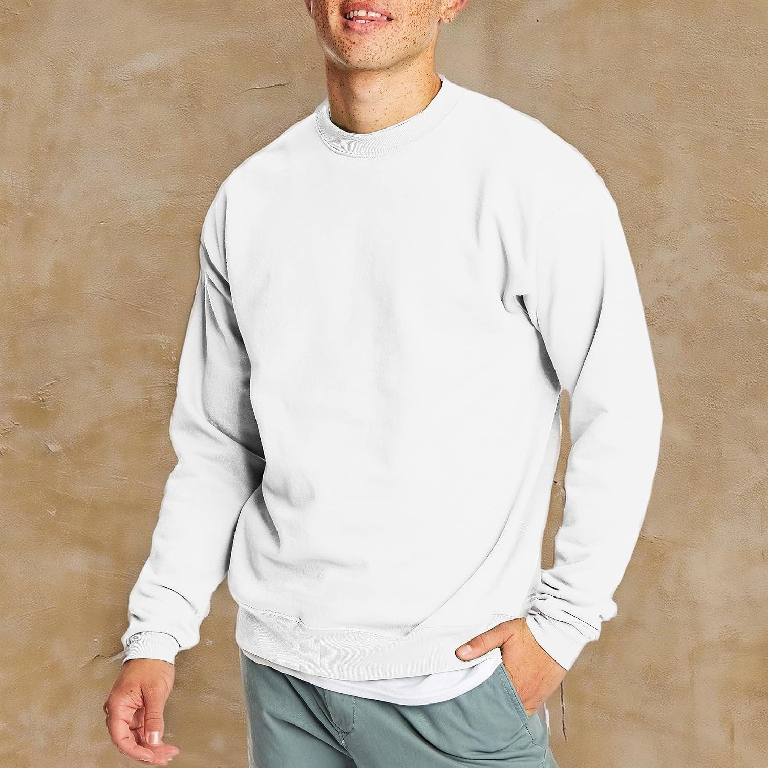 image:imageHanes Mens Sweatshirt EcoSmart Fleece Crewneck Sweatshirt Big amp Tall Available 1 or 2PackWhite