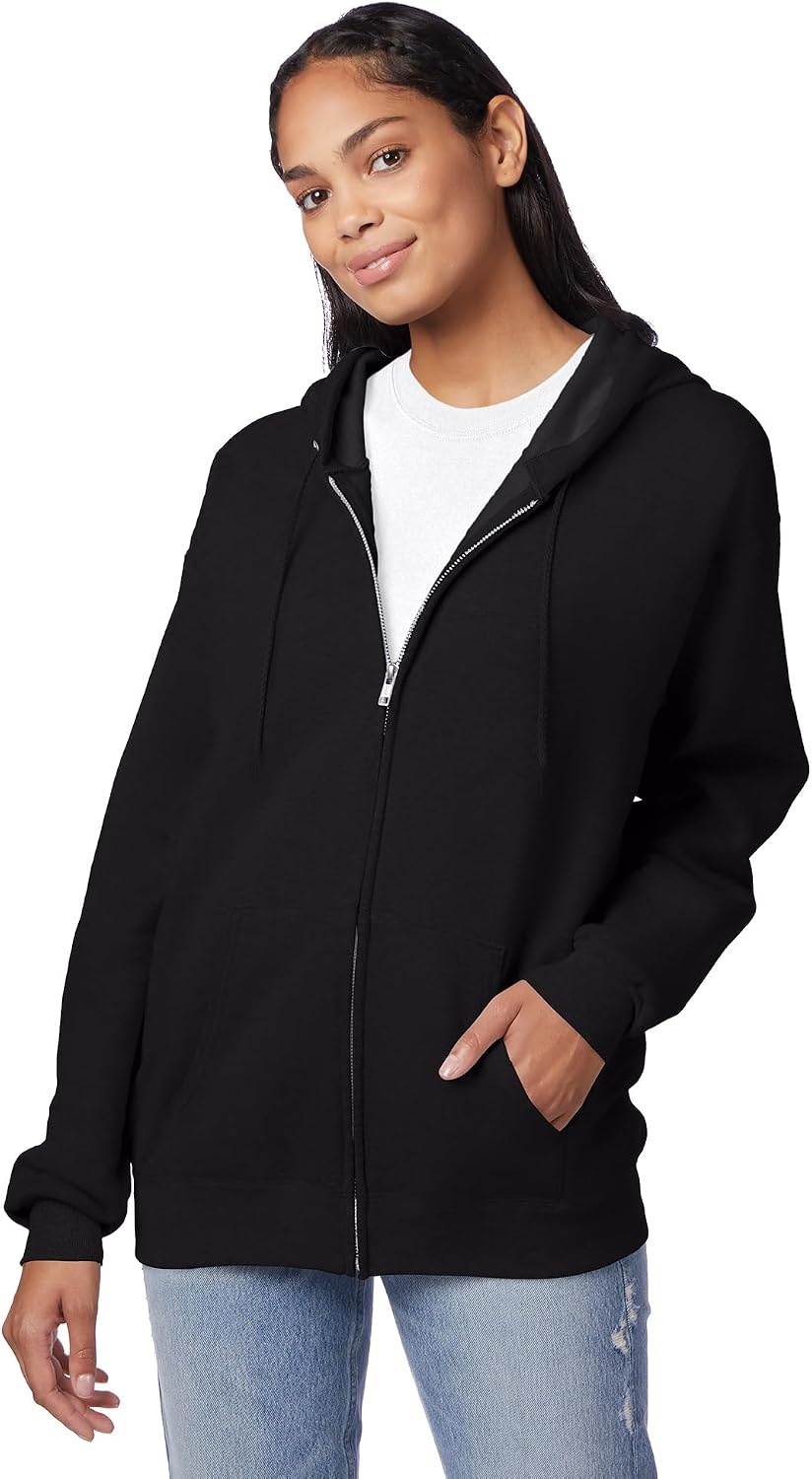image:imageHanes Mens Zipup Hoodie Ecosmart Fleece Fullzip Hoodie for Men Hooded SweatshirtBlack