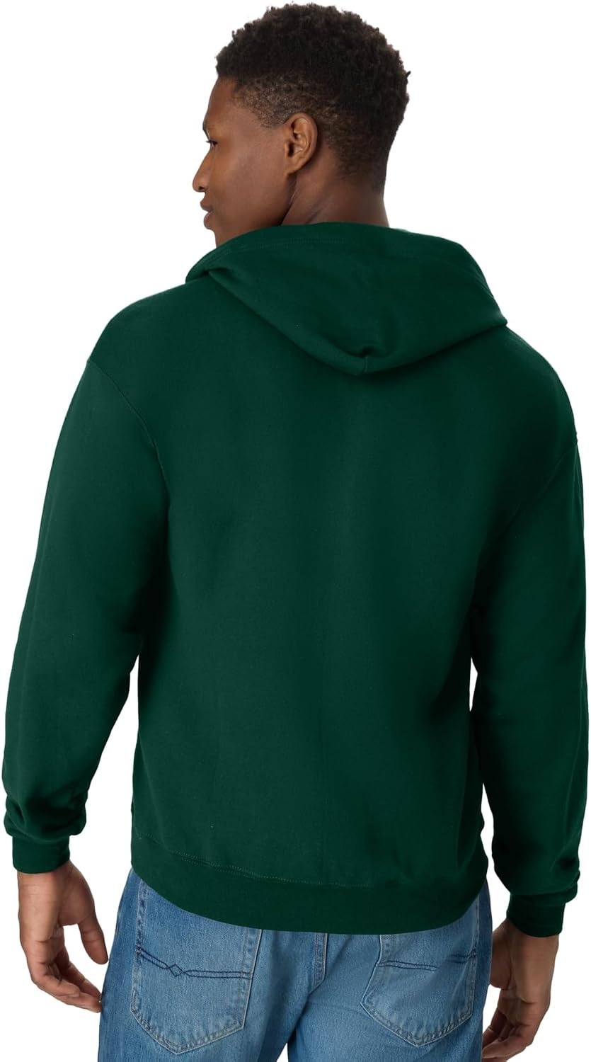 image:imageHanes Mens Zipup Hoodie Ecosmart Fleece Fullzip Hoodie for Men Hooded SweatshirtDeep Forest