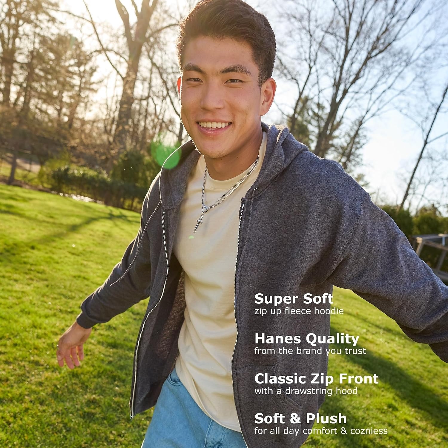 image:imageHanes Mens Zipup Hoodie Ecosmart Fleece Fullzip Hoodie for Men Hooded SweatshirtDeep Red