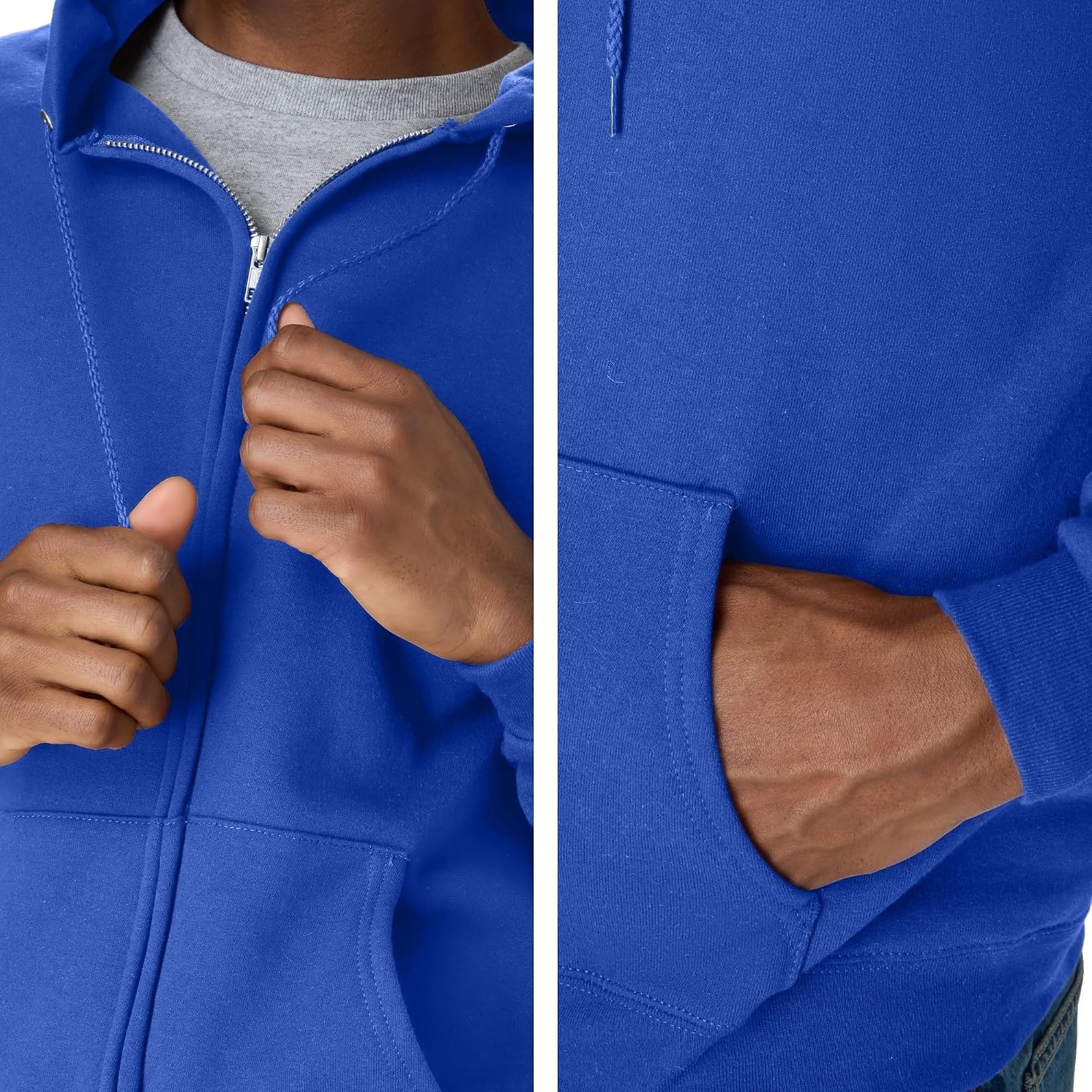 image:imageHanes Mens Zipup Hoodie Ecosmart Fleece Fullzip Hoodie for Men Hooded SweatshirtDeep Royal