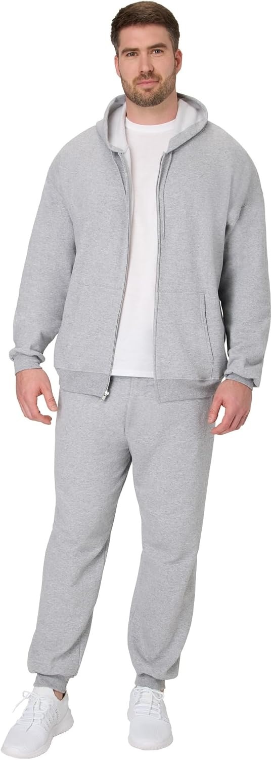 image:imageHanes Mens Zipup Hoodie Ecosmart Fleece Fullzip Hoodie for Men Hooded SweatshirtLight Steel