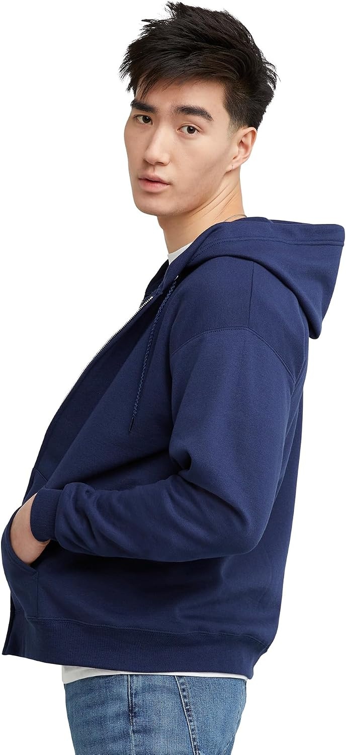 image:imageHanes Mens Zipup Hoodie Ecosmart Fleece Fullzip Hoodie for Men Hooded SweatshirtNavy