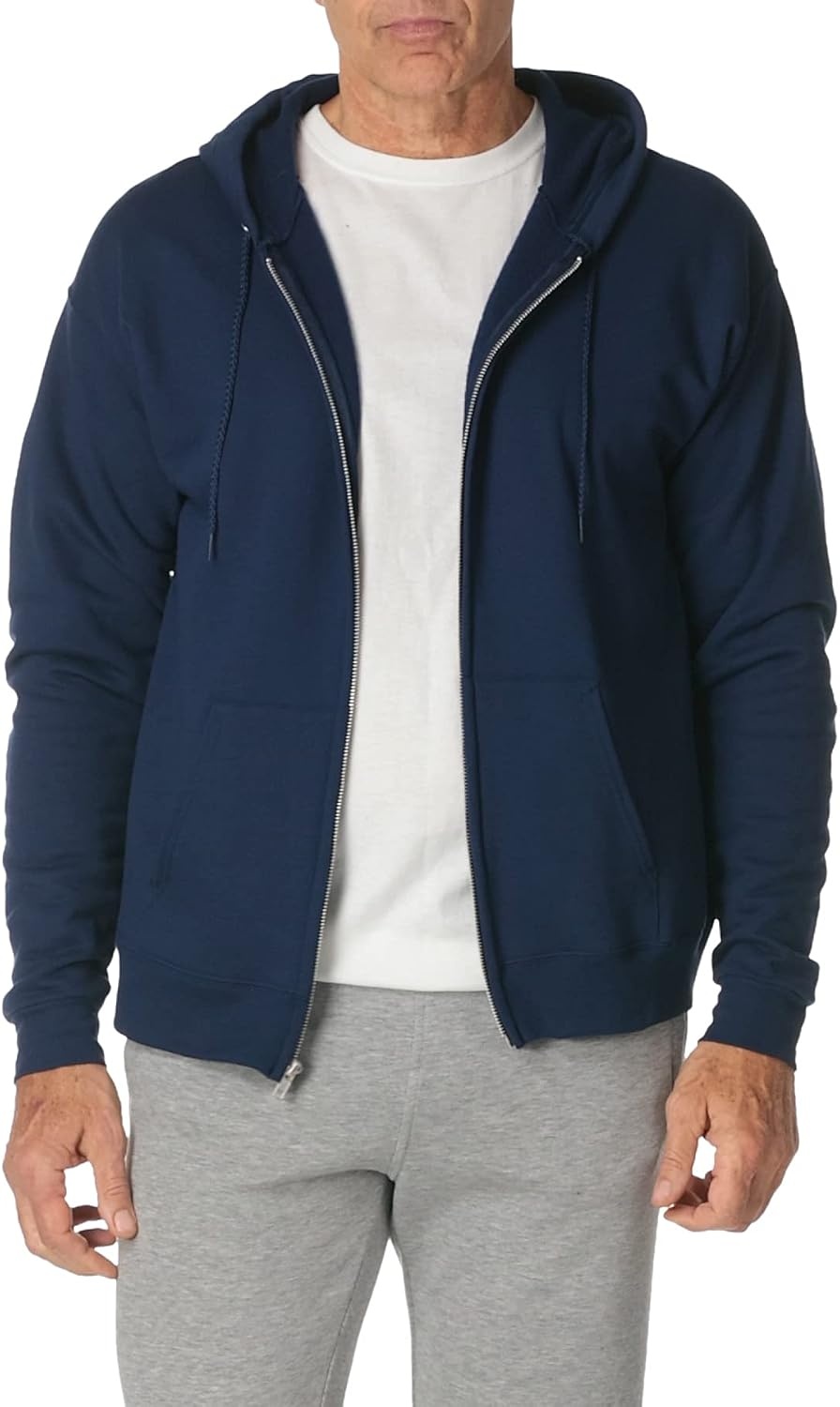 image:imageHanes Mens Zipup Hoodie Ecosmart Fleece Fullzip Hoodie for Men Hooded SweatshirtNavy