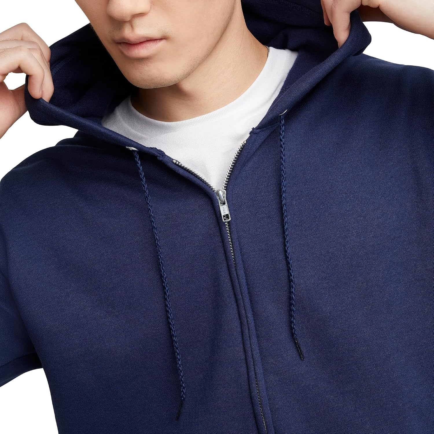 image:imageHanes Mens Zipup Hoodie Ecosmart Fleece Fullzip Hoodie for Men Hooded SweatshirtNavy
