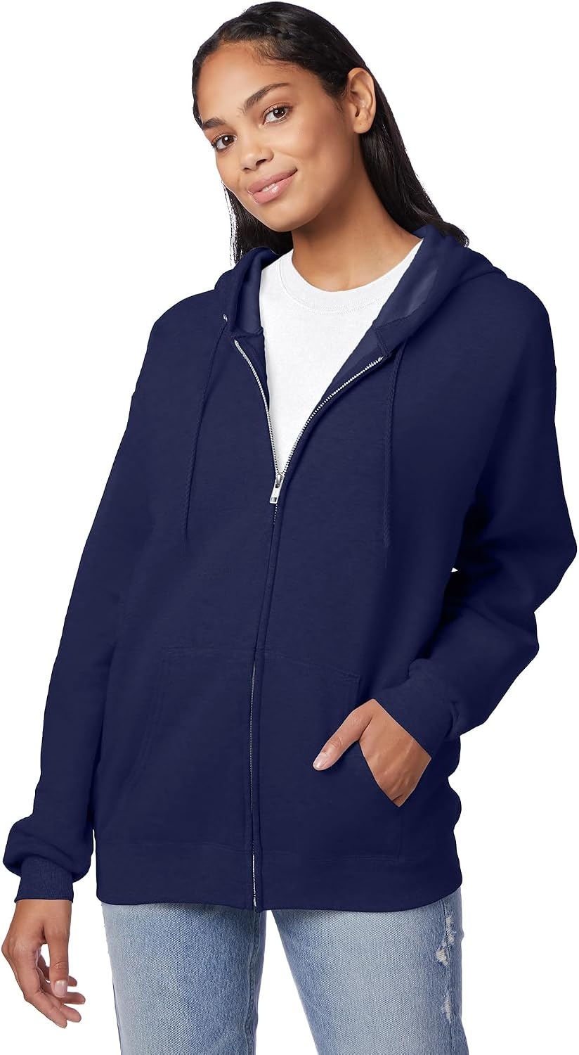 image:imageHanes Mens Zipup Hoodie Ecosmart Fleece Fullzip Hoodie for Men Hooded SweatshirtNavy