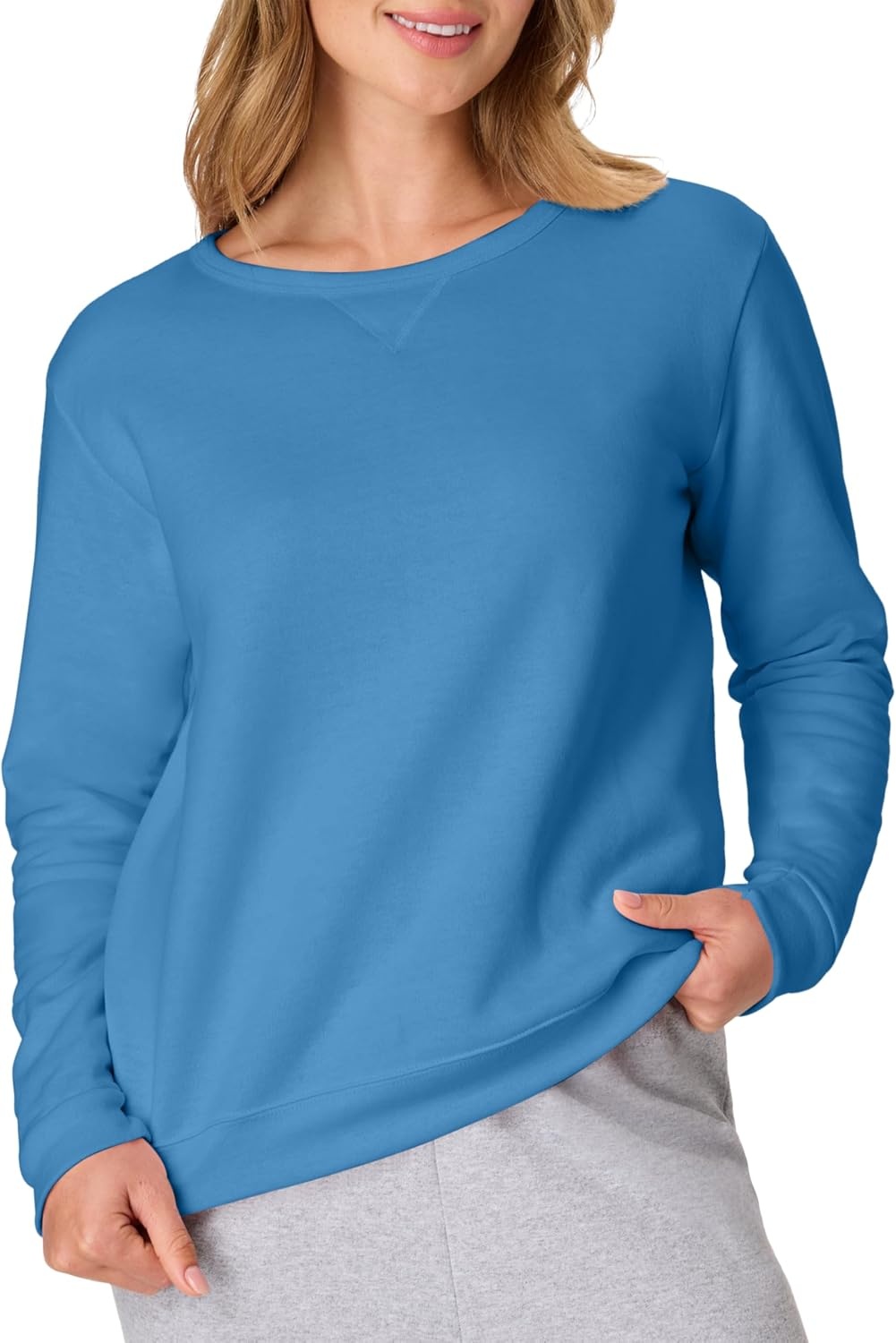 image:imageHanes Womens EcoSmart Fleece Sweatshirt for Women Soft Midweight FullZip Hoodie Sweatshirt or 14 ZipDenim Blue