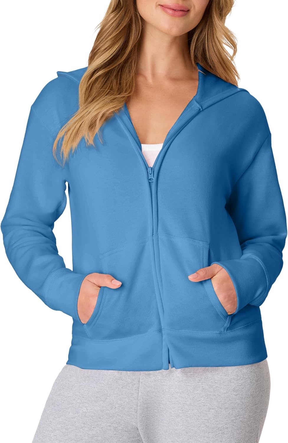 image:imageHanes Womens EcoSmart Fleece Sweatshirt for Women Soft Midweight FullZip Hoodie Sweatshirt or 14 ZipDenim Blue