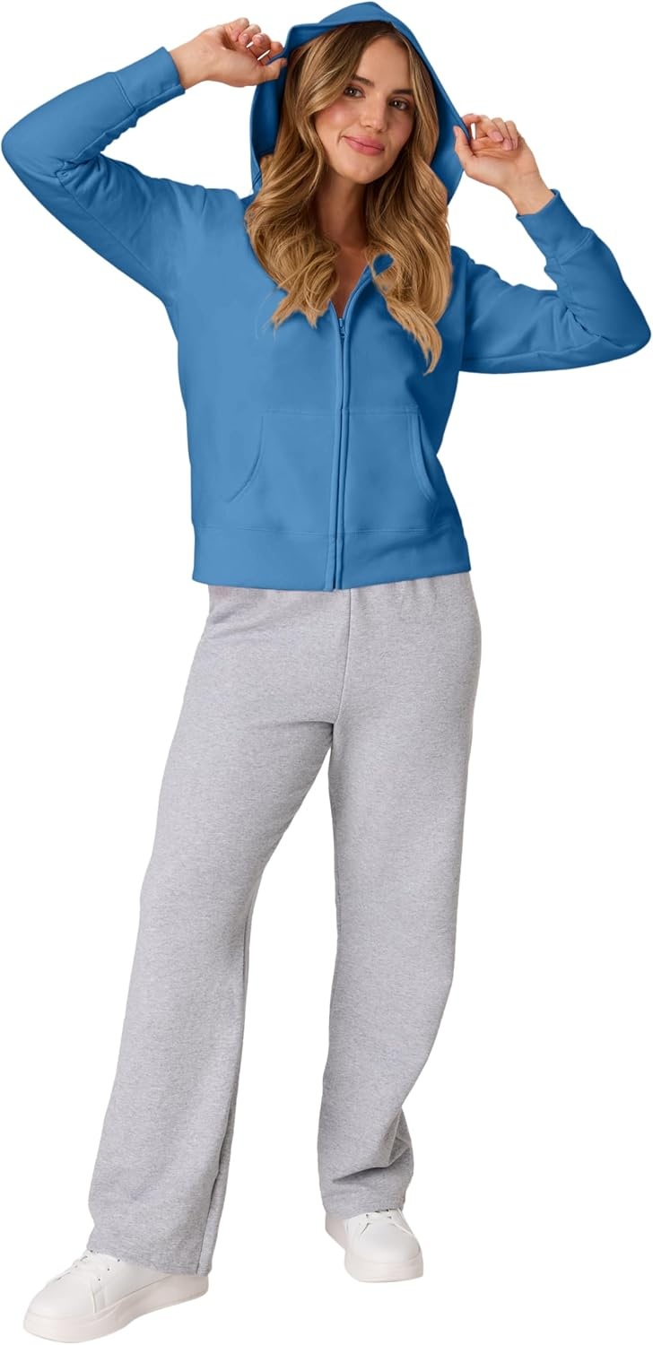 image:imageHanes Womens EcoSmart Fleece Sweatshirt for Women Soft Midweight FullZip Hoodie Sweatshirt or 14 ZipDenim Blue