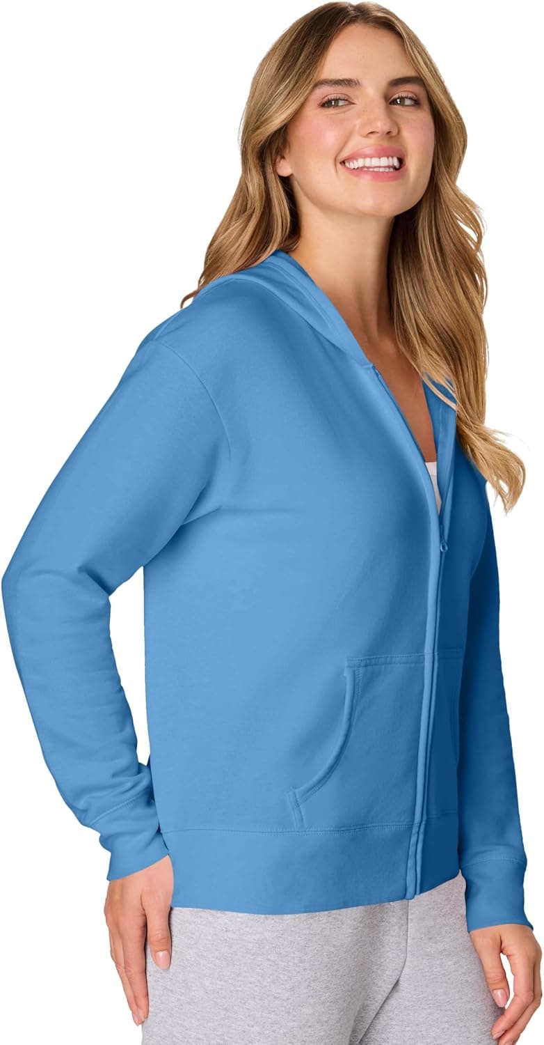 image:imageHanes Womens EcoSmart Fleece Sweatshirt for Women Soft Midweight FullZip Hoodie Sweatshirt or 14 ZipDenim Blue