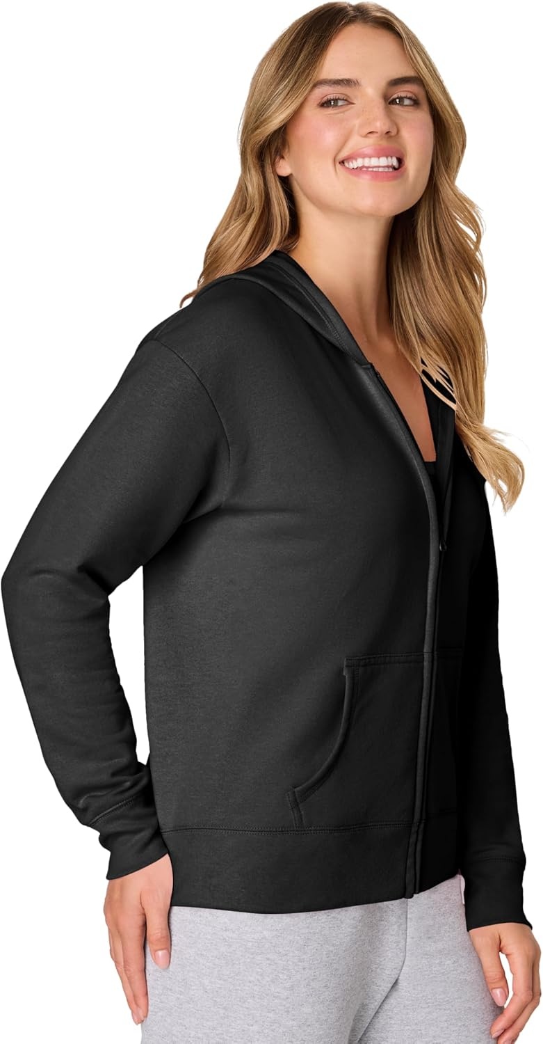 image:imageHanes Womens EcoSmart Fleece Sweatshirt for Women Soft Midweight FullZip Hoodie Sweatshirt or 14 ZipEbony