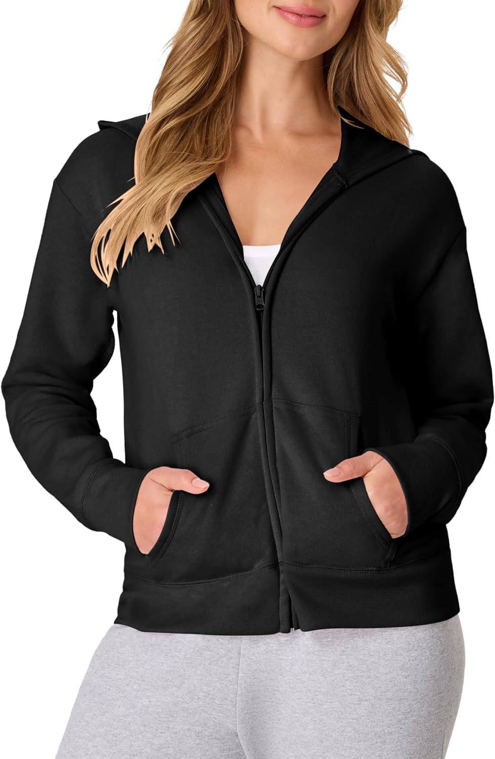 image:imageHanes Womens EcoSmart Fleece Sweatshirt for Women Soft Midweight FullZip Hoodie Sweatshirt or 14 ZipEbony