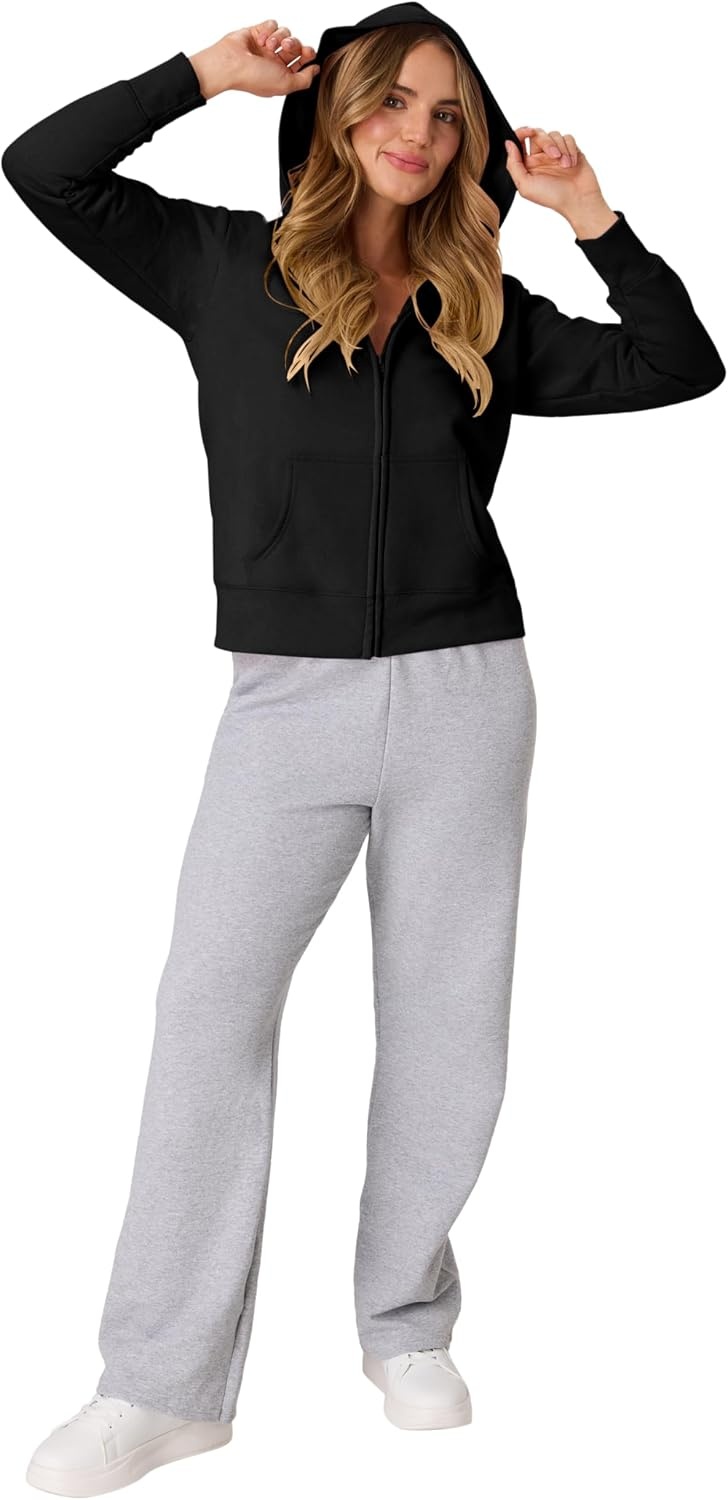 image:imageHanes Womens EcoSmart Fleece Sweatshirt for Women Soft Midweight FullZip Hoodie Sweatshirt or 14 ZipEbony