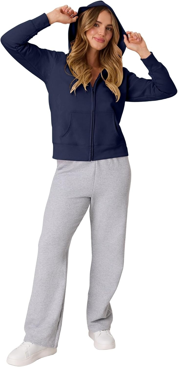image:imageHanes Womens EcoSmart Fleece Sweatshirt for Women Soft Midweight FullZip Hoodie Sweatshirt or 14 ZipNavy