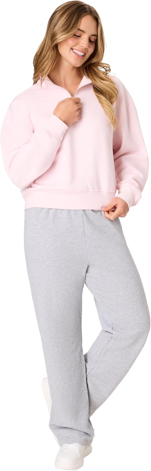 image:imageHanes Womens EcoSmart Fleece Sweatshirt for Women Soft Midweight FullZip Hoodie Sweatshirt or 14 ZipPale Pink