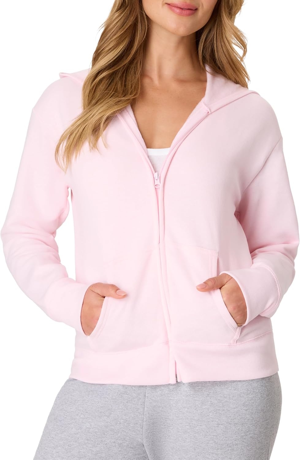 image:imageHanes Womens EcoSmart Fleece Sweatshirt for Women Soft Midweight FullZip Hoodie Sweatshirt or 14 ZipPale Pink