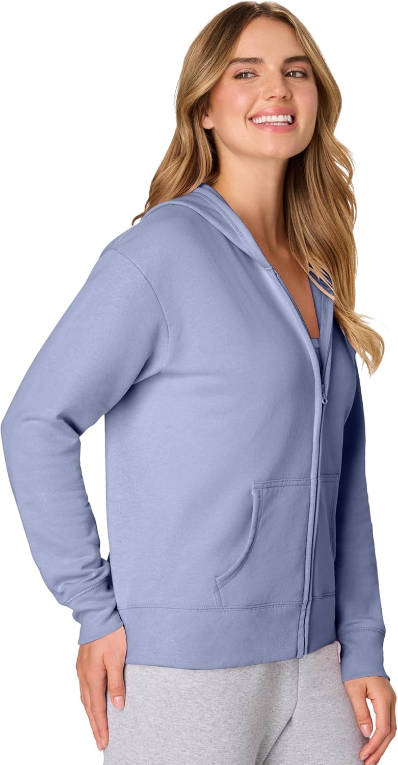 image:imageHanes Womens EcoSmart Fleece Sweatshirt for Women Soft Midweight FullZip Hoodie Sweatshirt or 14 ZipPeri Blue