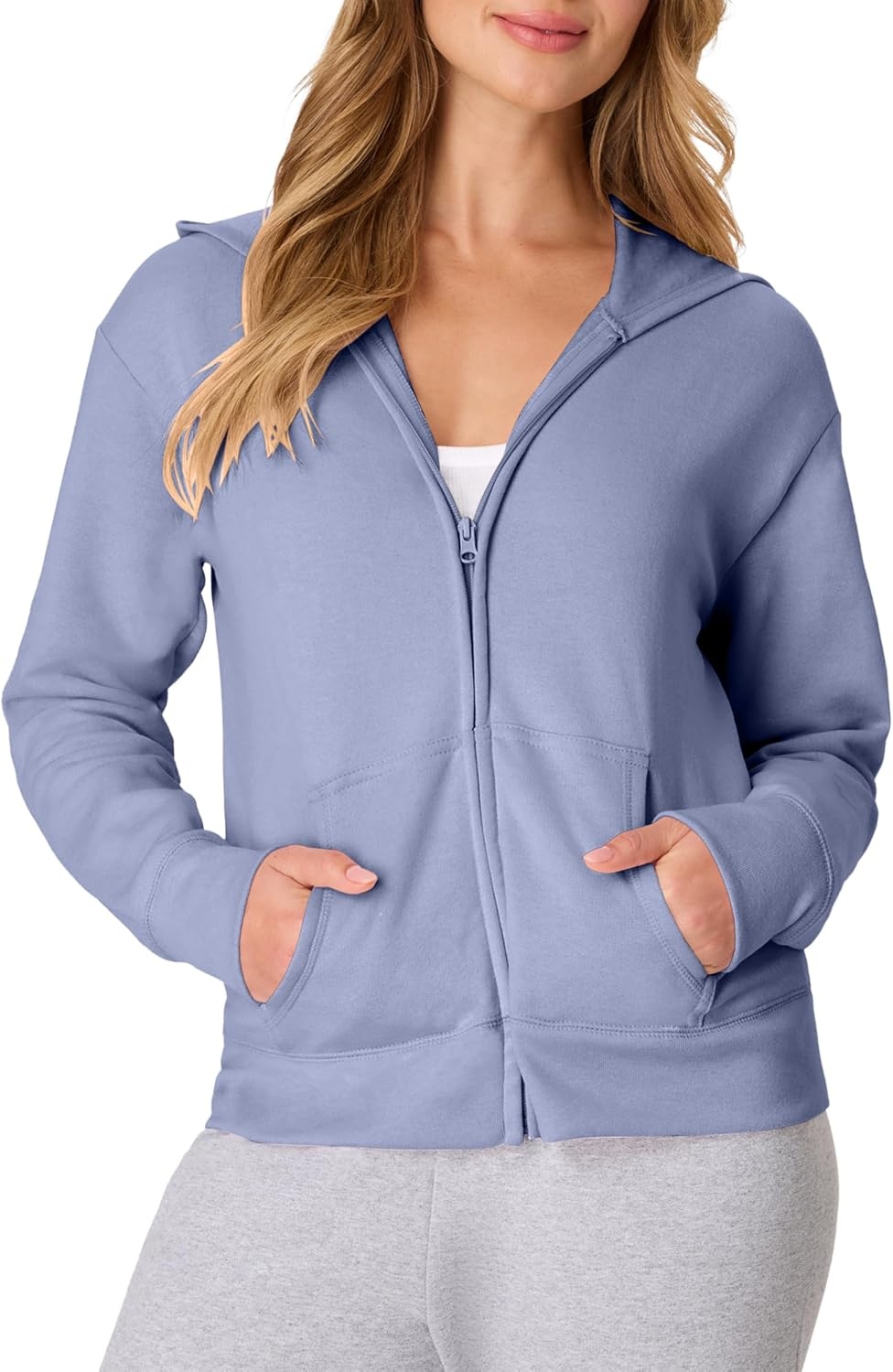 image:imageHanes Womens EcoSmart Fleece Sweatshirt for Women Soft Midweight FullZip Hoodie Sweatshirt or 14 ZipPeri Blue