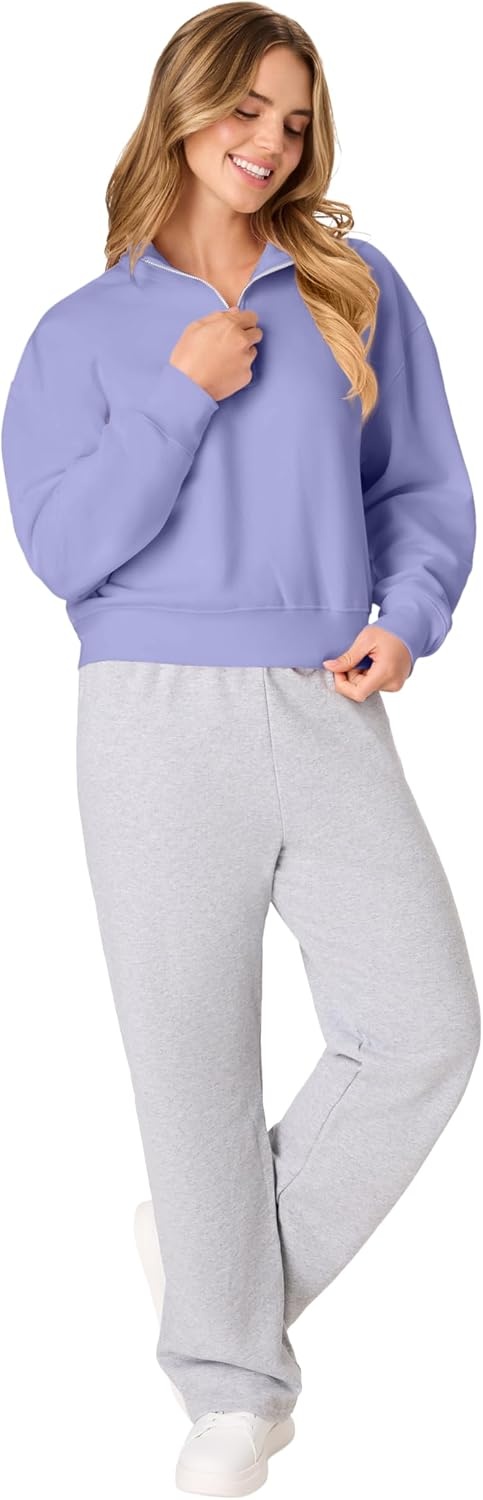 image:imageHanes Womens EcoSmart Fleece Sweatshirt for Women Soft Midweight FullZip Hoodie Sweatshirt or 14 ZipPeri Blue