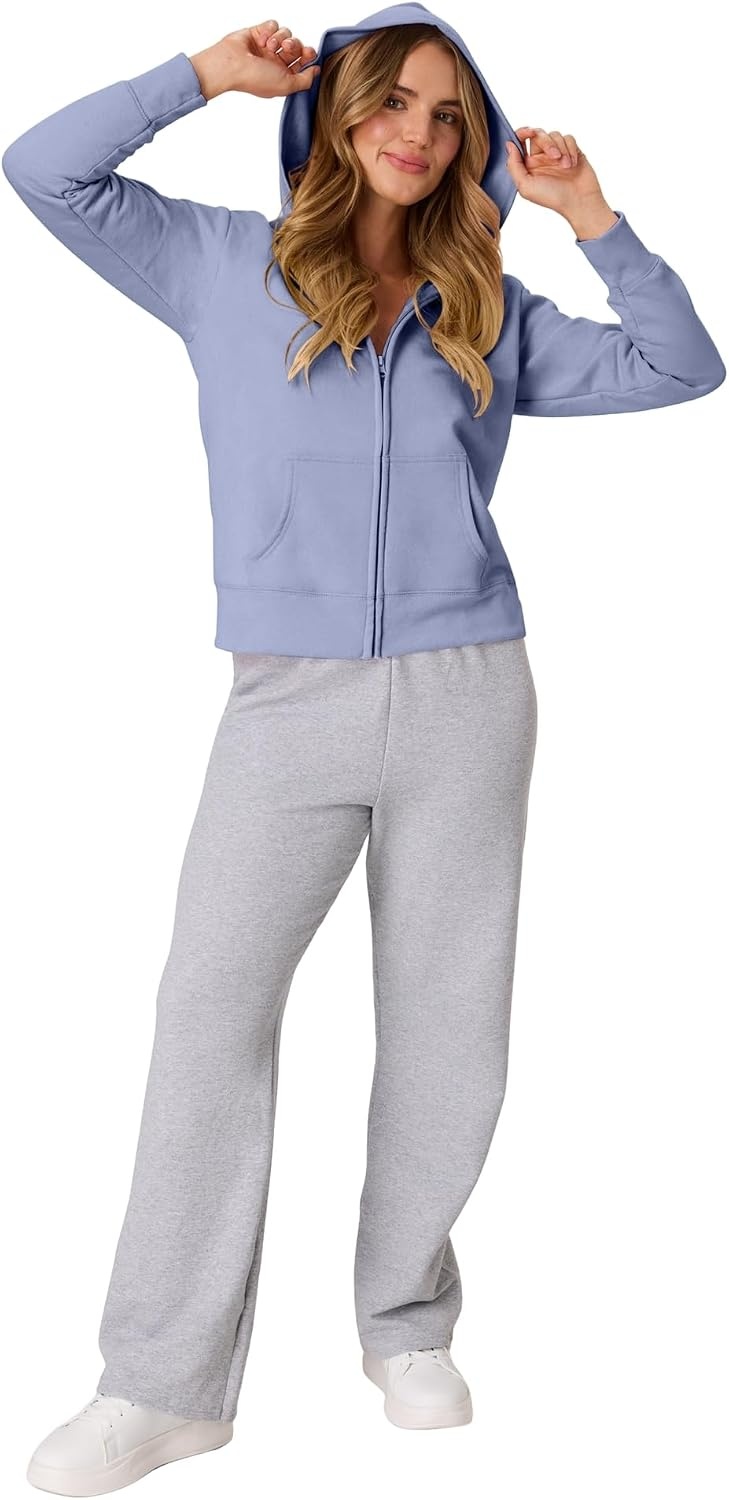 image:imageHanes Womens EcoSmart Fleece Sweatshirt for Women Soft Midweight FullZip Hoodie Sweatshirt or 14 ZipPeri Blue
