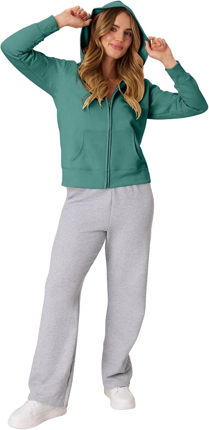 image:imageHanes Womens EcoSmart Fleece Sweatshirt for Women Soft Midweight FullZip Hoodie Sweatshirt or 14 ZipSpanish Moss