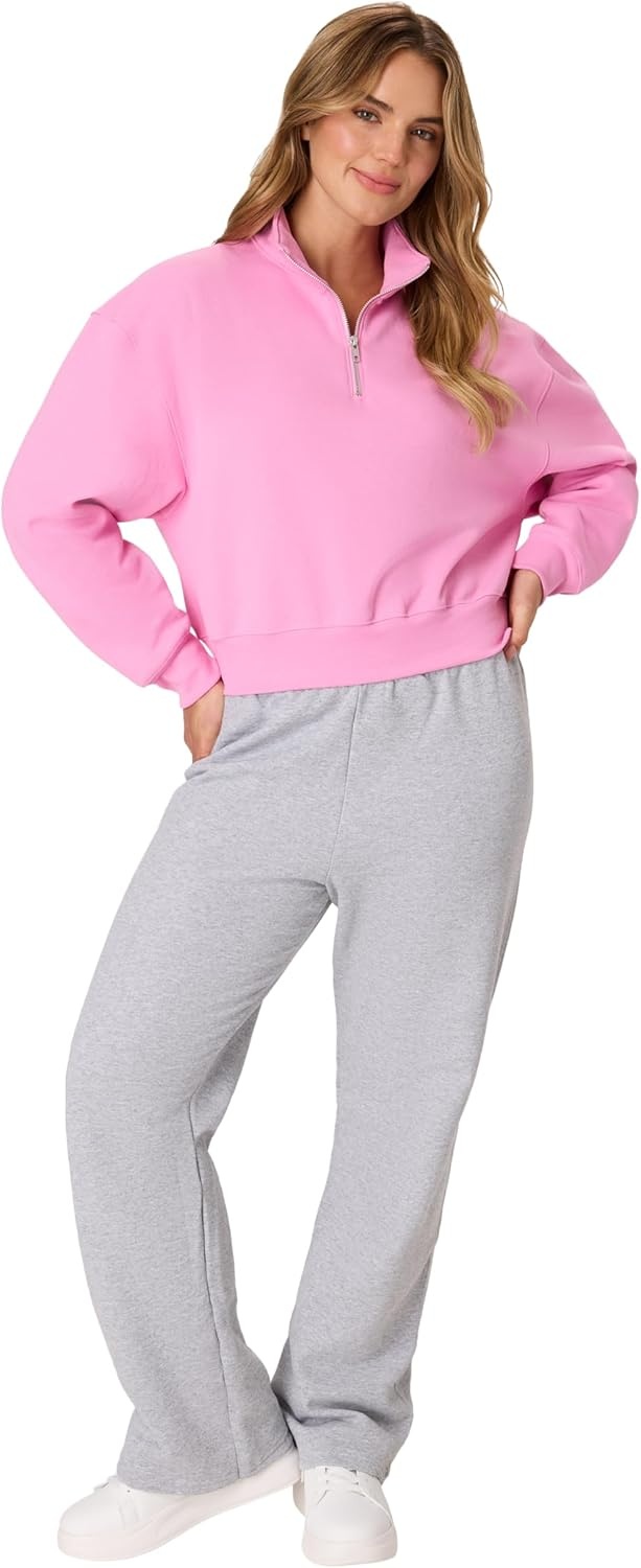 image:imageHanes Womens EcoSmart Fleece Sweatshirt for Women Soft Midweight FullZip Hoodie Sweatshirt or 14 ZipSpirited Pink