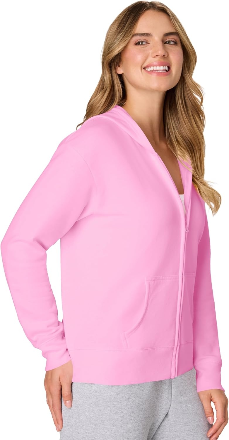 image:imageHanes Womens EcoSmart Fleece Sweatshirt for Women Soft Midweight FullZip Hoodie Sweatshirt or 14 ZipSpirited Pink
