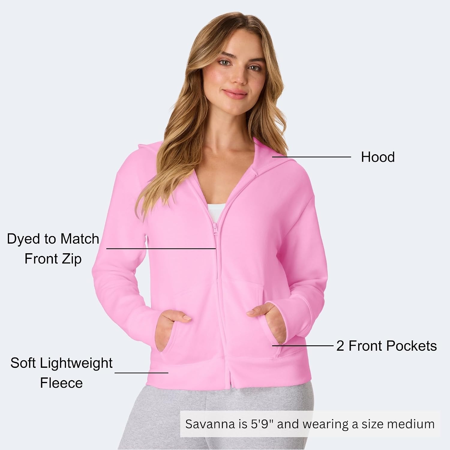 image:imageHanes Womens EcoSmart Fleece Sweatshirt for Women Soft Midweight FullZip Hoodie Sweatshirt or 14 ZipSpirited Pink