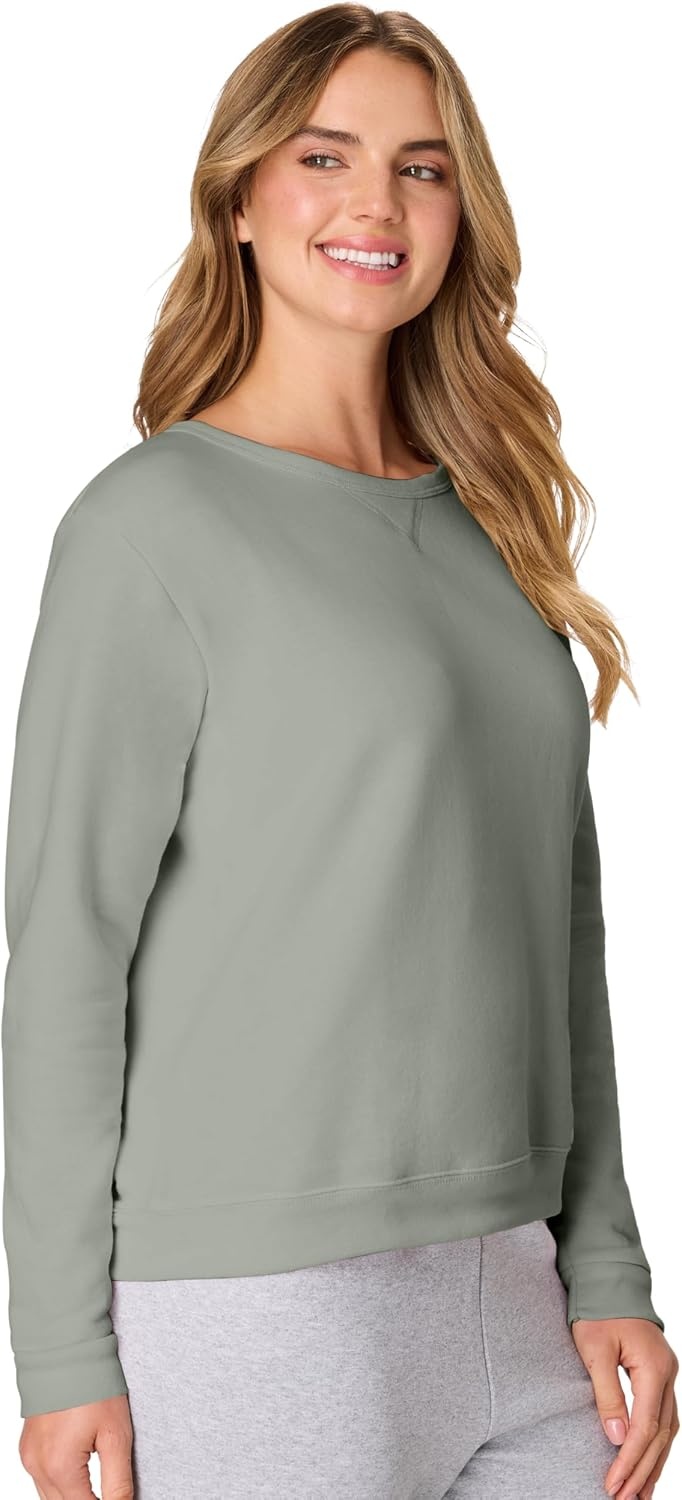 image:imageHanes Womens EcoSmart Fleece Sweatshirt for Women Soft Midweight FullZip Hoodie Sweatshirt or 14 ZipStonewashed Green