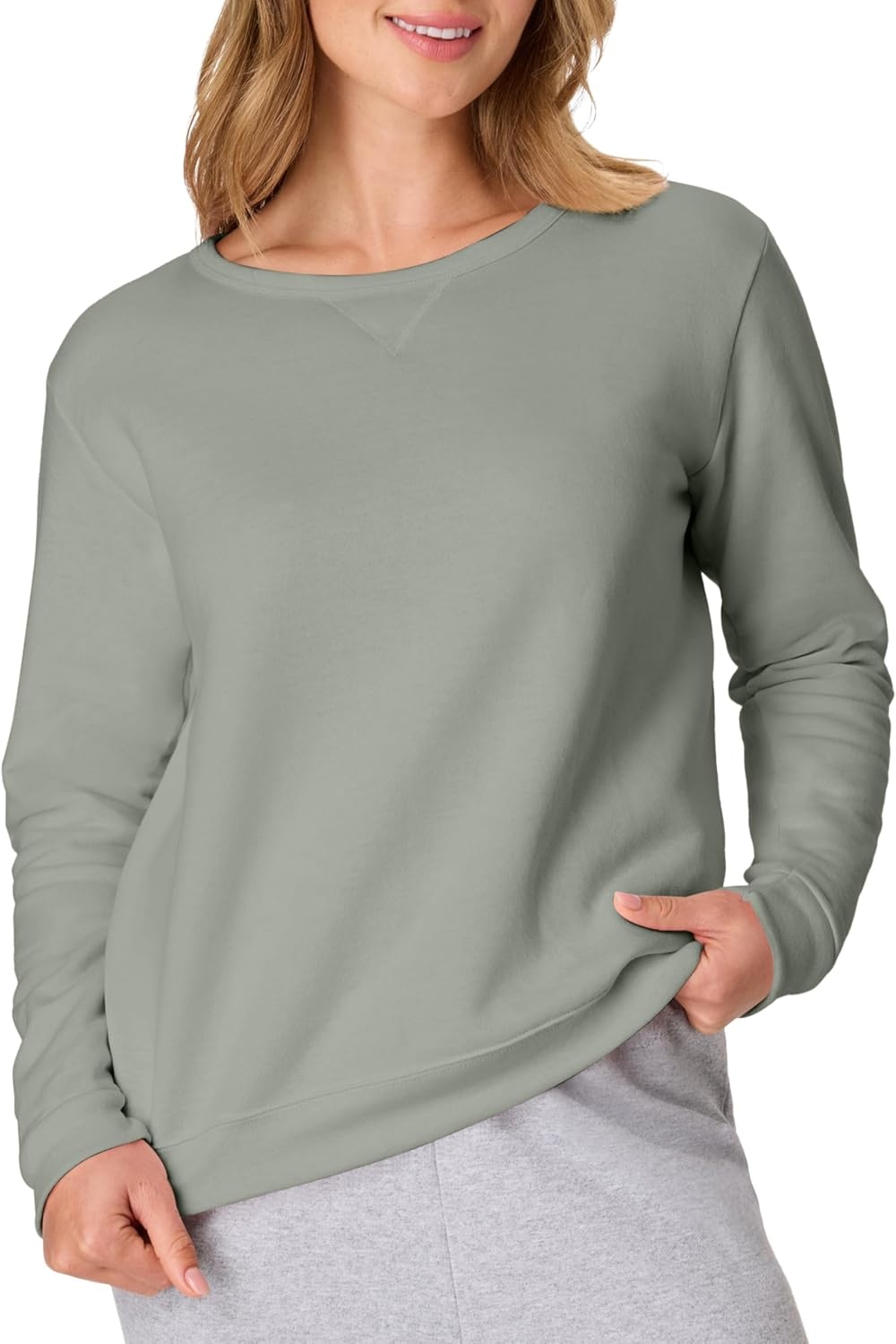 image:imageHanes Womens EcoSmart Fleece Sweatshirt for Women Soft Midweight FullZip Hoodie Sweatshirt or 14 ZipStonewashed Green