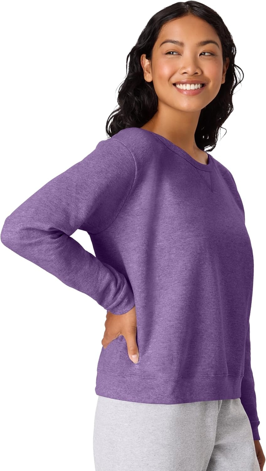 image:imageHanes Womens EcoSmart Fleece Sweatshirt for Women Soft Midweight FullZip Hoodie Sweatshirt or 14 ZipViolet Splendor Heather