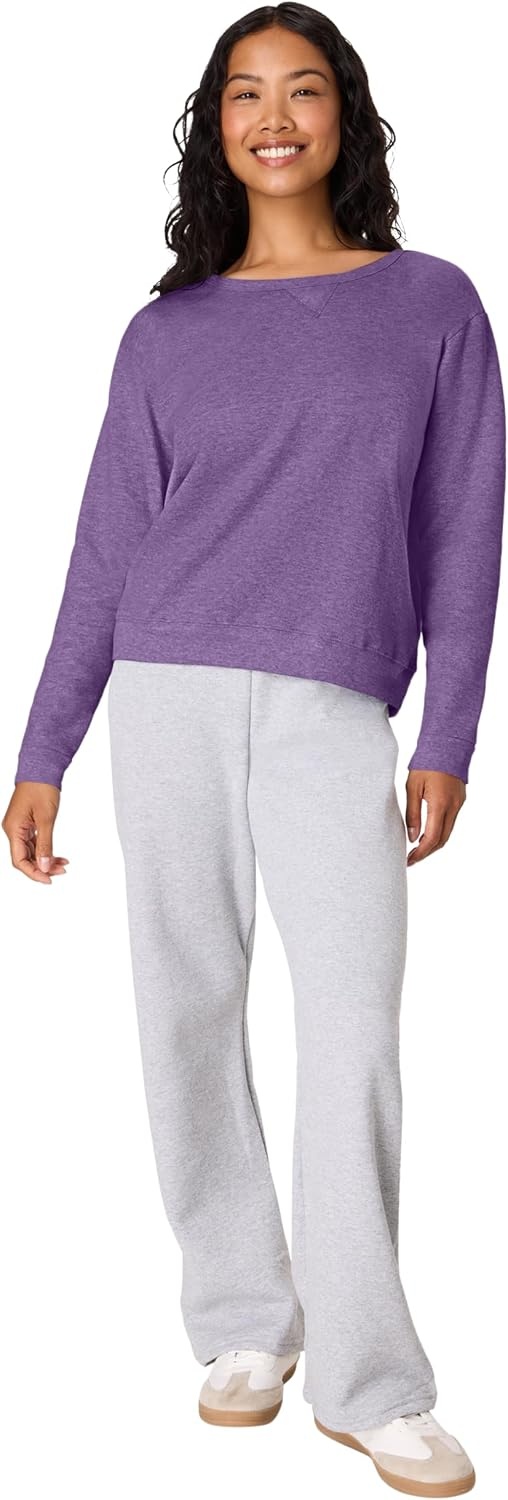 image:imageHanes Womens EcoSmart Fleece Sweatshirt for Women Soft Midweight FullZip Hoodie Sweatshirt or 14 ZipViolet Splendor Heather