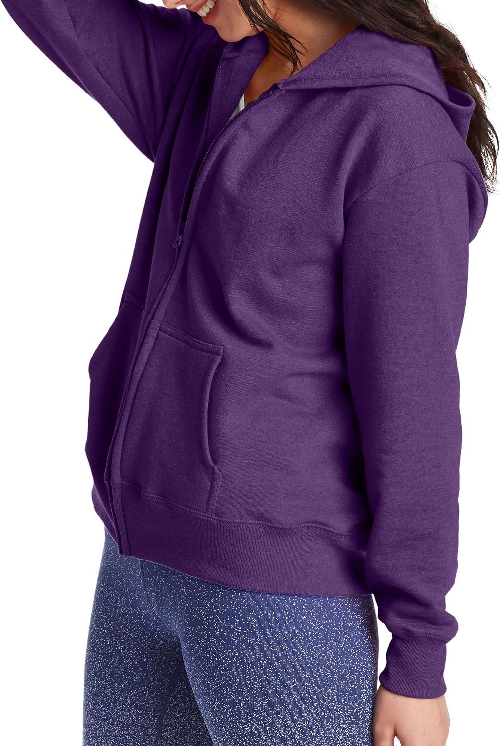image:imageHanes Womens EcoSmart Fleece Sweatshirt for Women Soft Midweight FullZip Hoodie Sweatshirt or 14 ZipViolet Splendor Heather