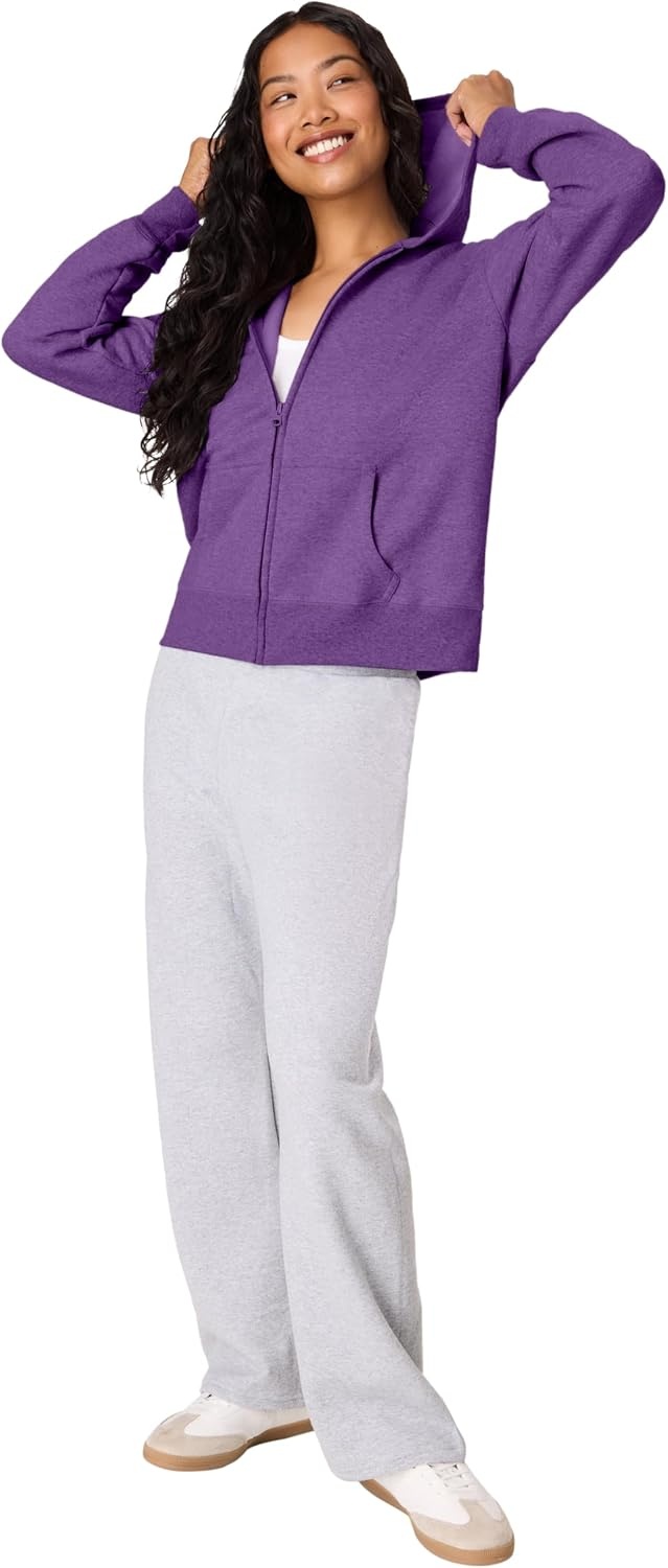 image:imageHanes Womens EcoSmart Fleece Sweatshirt for Women Soft Midweight FullZip Hoodie Sweatshirt or 14 ZipViolet Splendor Heather