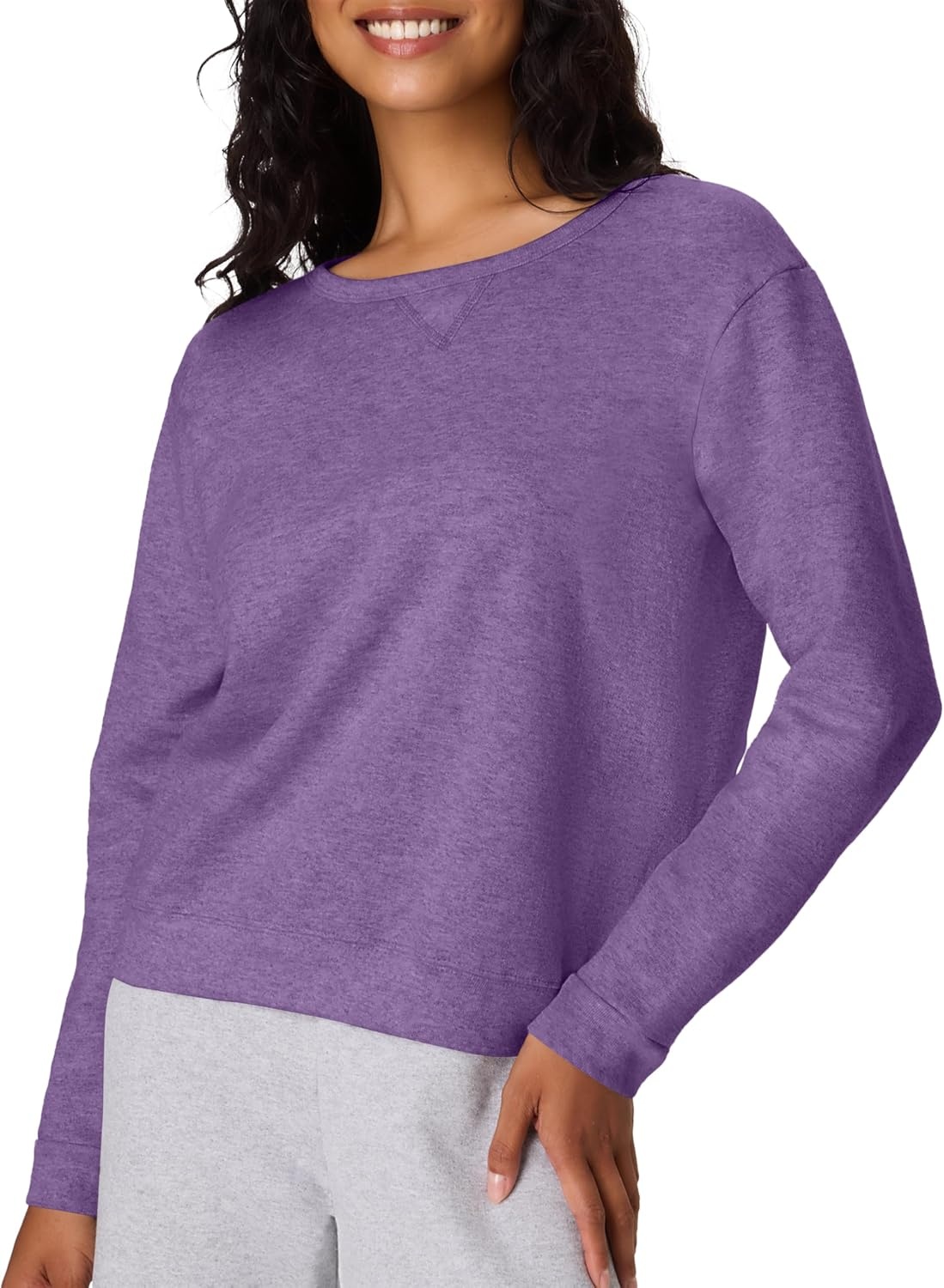 image:imageHanes Womens EcoSmart Fleece Sweatshirt for Women Soft Midweight FullZip Hoodie Sweatshirt or 14 ZipViolet Splendor Heather