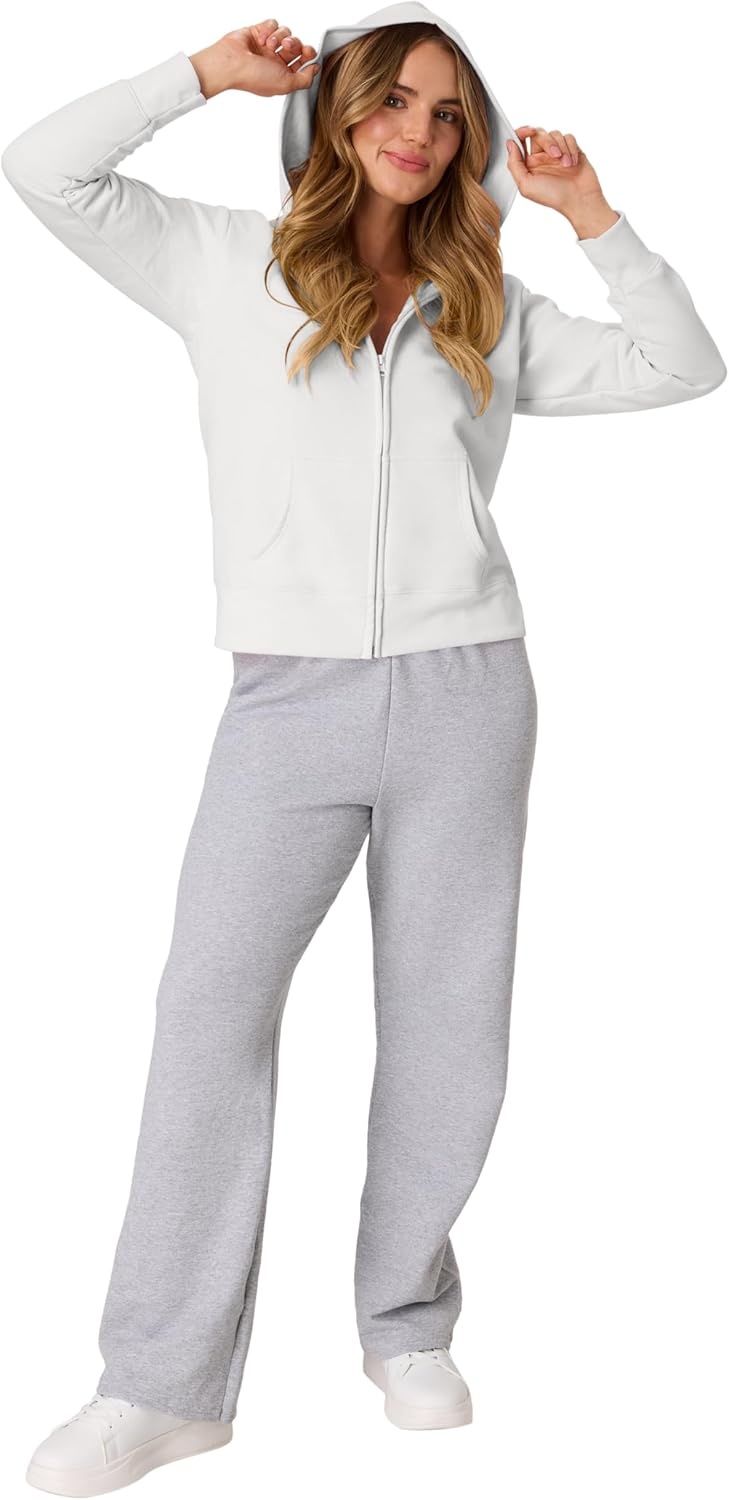image:imageHanes Womens EcoSmart Fleece Sweatshirt for Women Soft Midweight FullZip Hoodie Sweatshirt or 14 ZipWhite