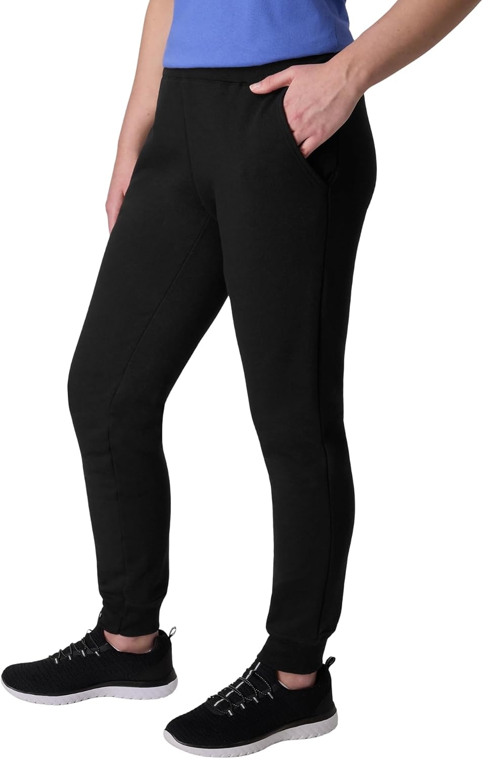 image:imageHanes Womens Sweatpants EcoSmart Fleece Joggers OpenBottom Pocketless PullOn Lounge Pants Reg amp Petite SizesEbony