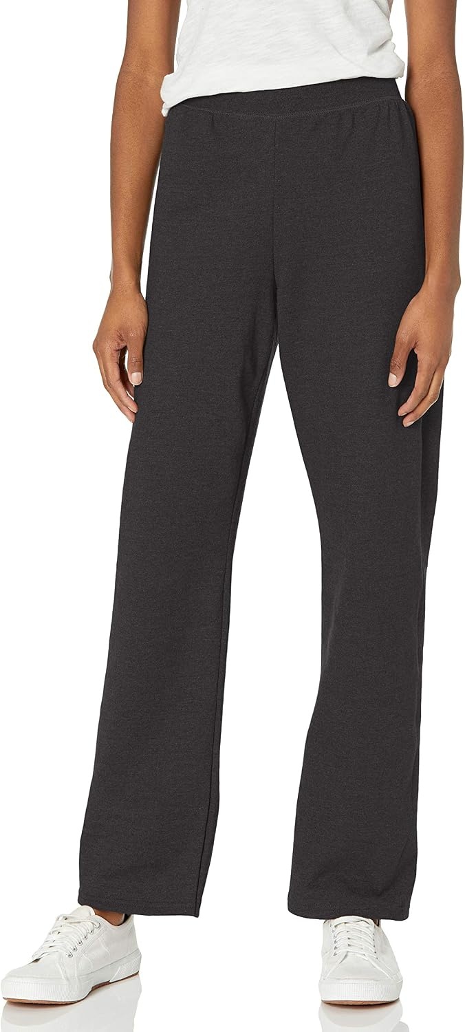 image:imageHanes Womens Sweatpants EcoSmart Fleece Joggers OpenBottom Pocketless PullOn Lounge Pants Reg amp Petite SizesEbony