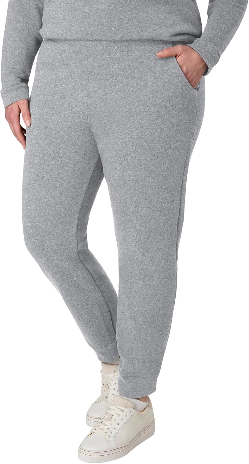 image:imageHanes Womens Sweatpants EcoSmart Fleece Joggers OpenBottom Pocketless PullOn Lounge Pants Reg amp Petite SizesLight Steel