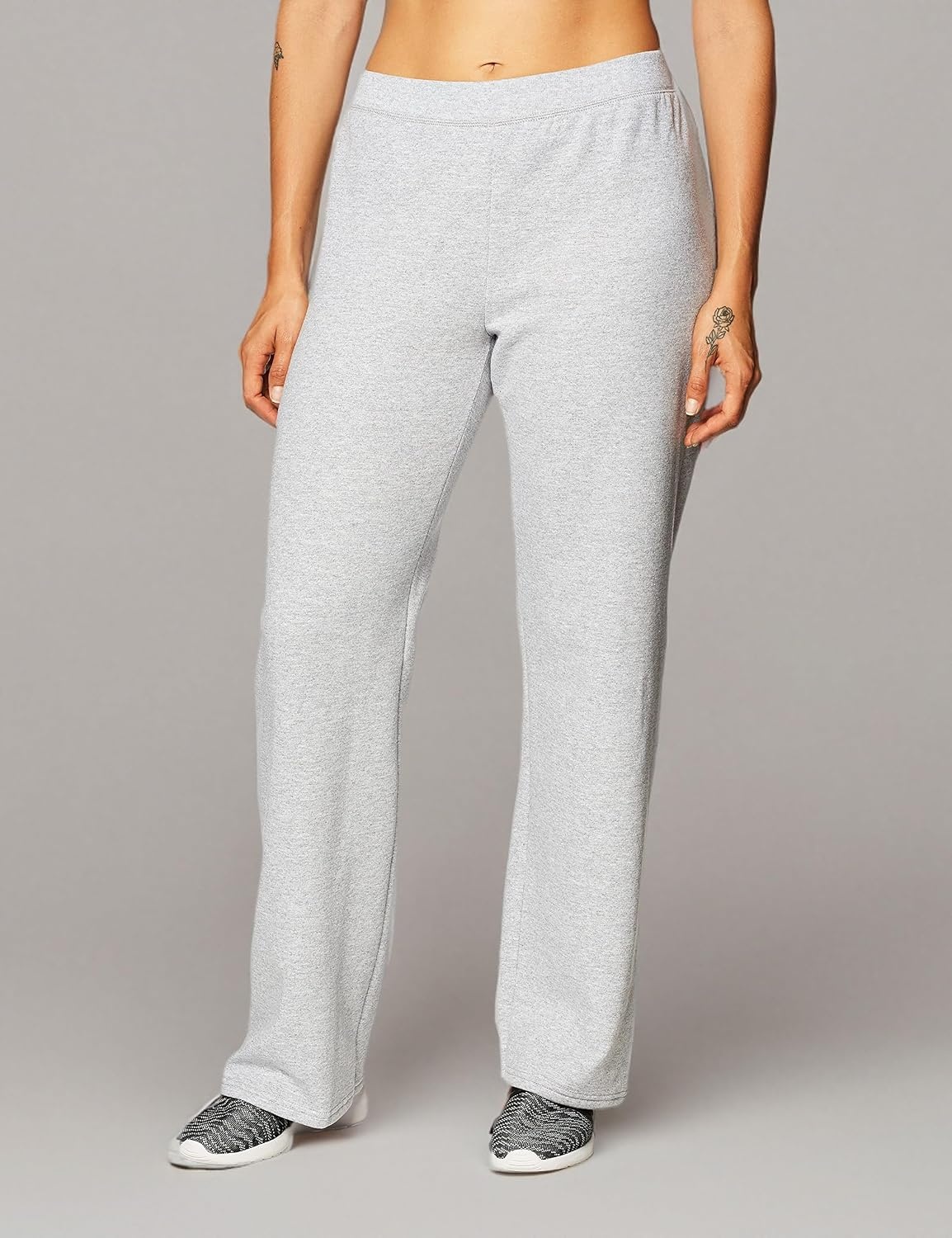 image:imageHanes Womens Sweatpants EcoSmart Fleece Joggers OpenBottom Pocketless PullOn Lounge Pants Reg amp Petite SizesLight Steel