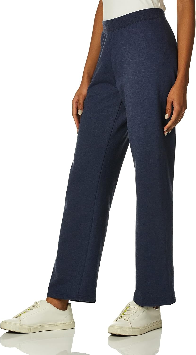 image:imageHanes Womens Sweatpants EcoSmart Fleece Joggers OpenBottom Pocketless PullOn Lounge Pants Reg amp Petite SizesNavy Heather