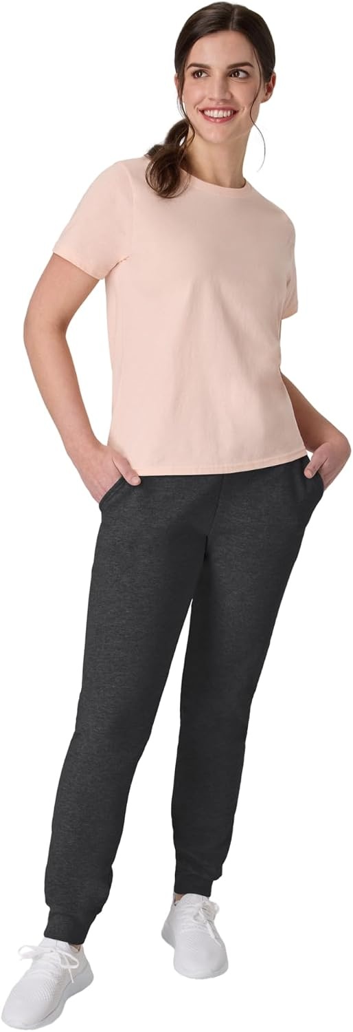 image:imageHanes Womens Sweatpants EcoSmart Fleece Joggers OpenBottom Pocketless PullOn Lounge Pants Reg amp Petite SizesSlate Heather