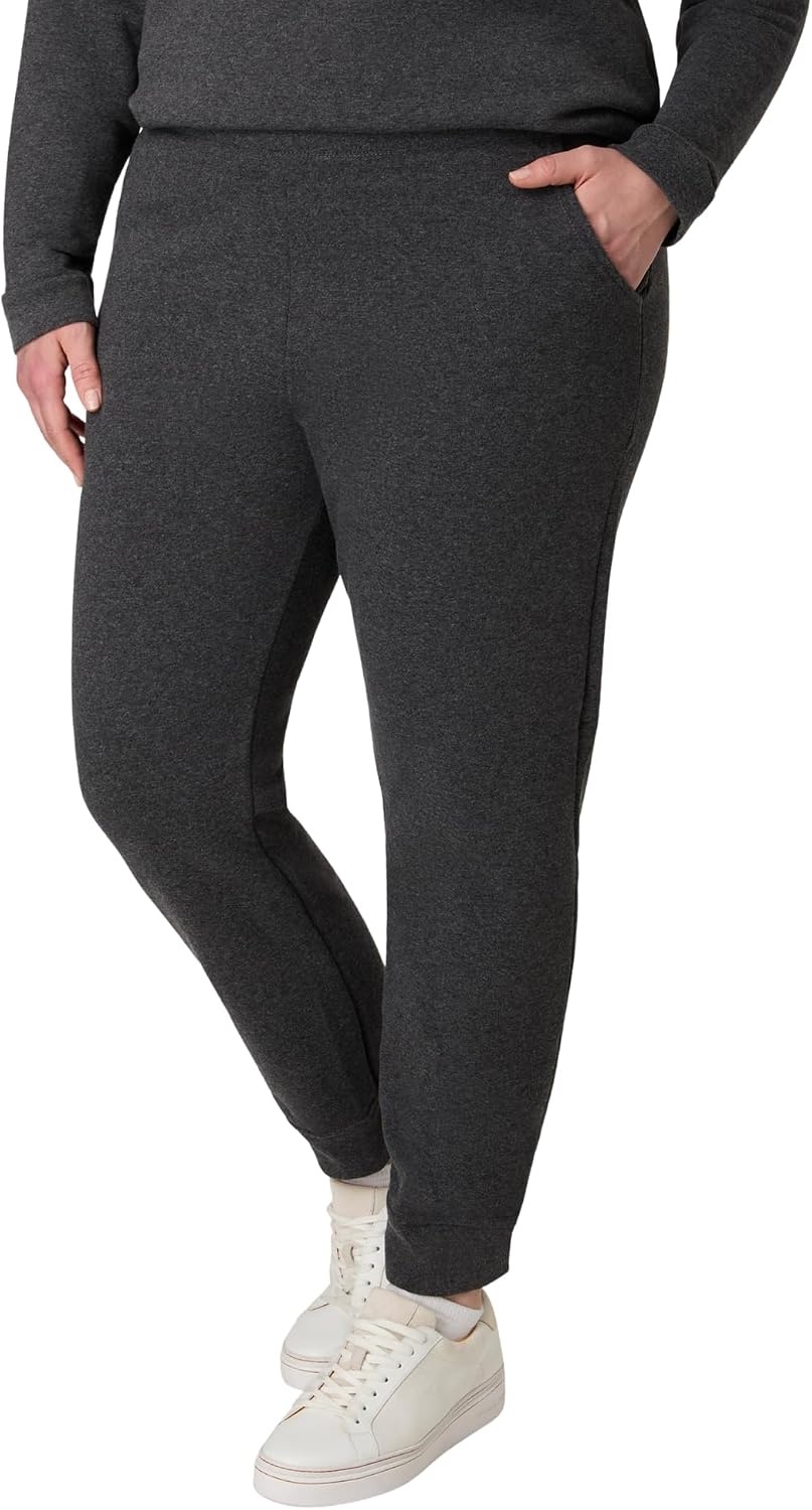 image:imageHanes Womens Sweatpants EcoSmart Fleece Joggers OpenBottom Pocketless PullOn Lounge Pants Reg amp Petite SizesSlate Heather