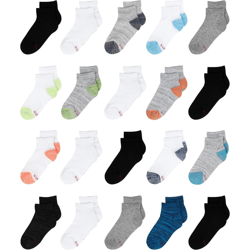 image:imageHanes Boys Ankle Socks for Boys Super Value 22pack Quarter Socks Lightweight Comfort No Slip Fit Ez SortAnkle Assorted